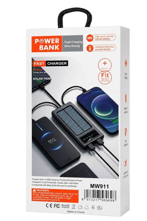 10,000 Mah Solar Power Bank 4 In 1 MW911