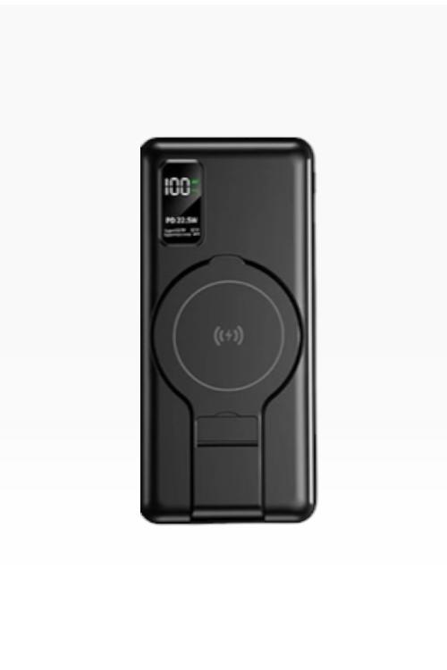 10000mAh Power Bank with Folding Stand and Magnetic Wireless Fast Charging PD22 Black
