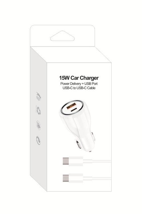 15W PD Car Combo With USB Car Charger And 3FT PD Cable MW8186 WHITE