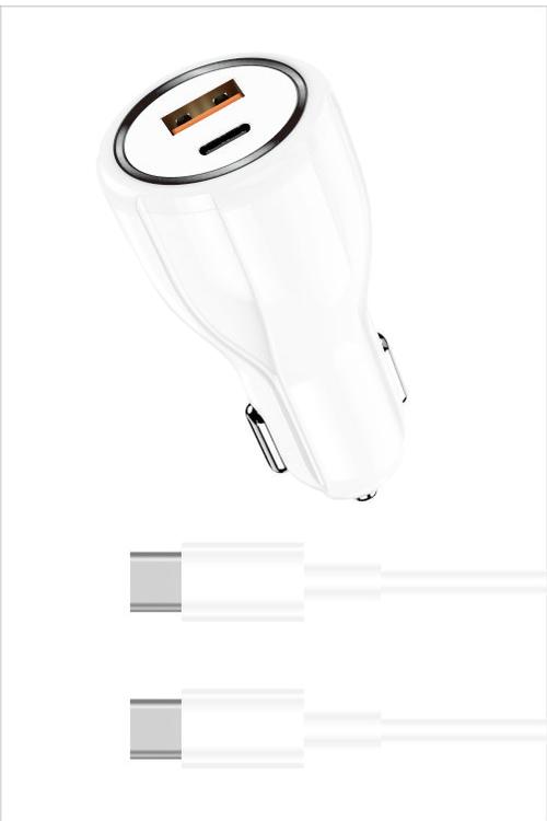 15W PD Car Combo With USB Car Charger And 3FT PD Cable MW8186 WHITE