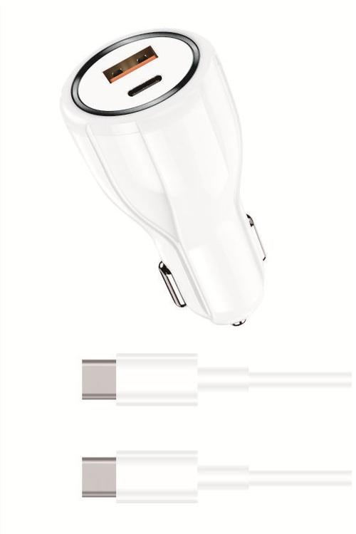 15W PD Car Combo With USB Car Charger And 3FT PD Cable MW8186 WHITE