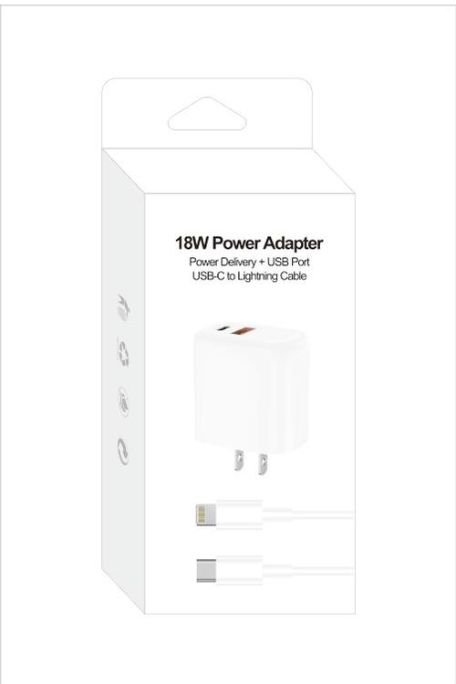 18W PD Wall Charger With USB Port And PD Cable 3FT MW8184 WHITE