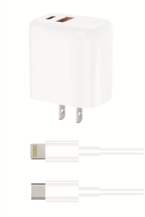 18W PD Wall Charger With USB Port And PD Cable 3FT MW8184 WHITE