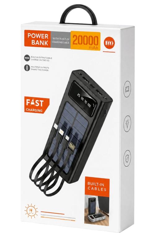 20,000 Mah Solar Power Bank 4in1 Cables MW912