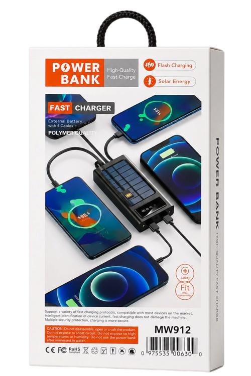 20,000 Mah Solar Power Bank 4in1 Cables MW912