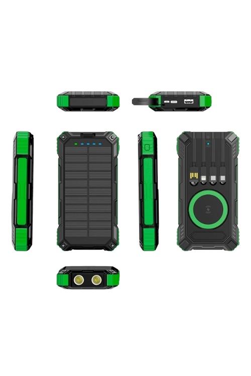 20000mAh High Capacity Waterproof Solar Power Bank with Led and 4 Built-in Cables MW902