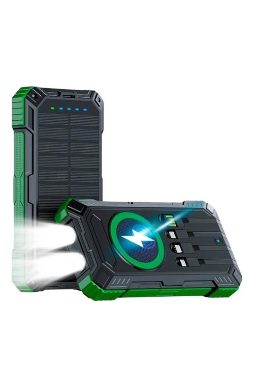 20000mAh High Capacity Waterproof Solar Power Bank with Led and 4 Built-in Cables MW902