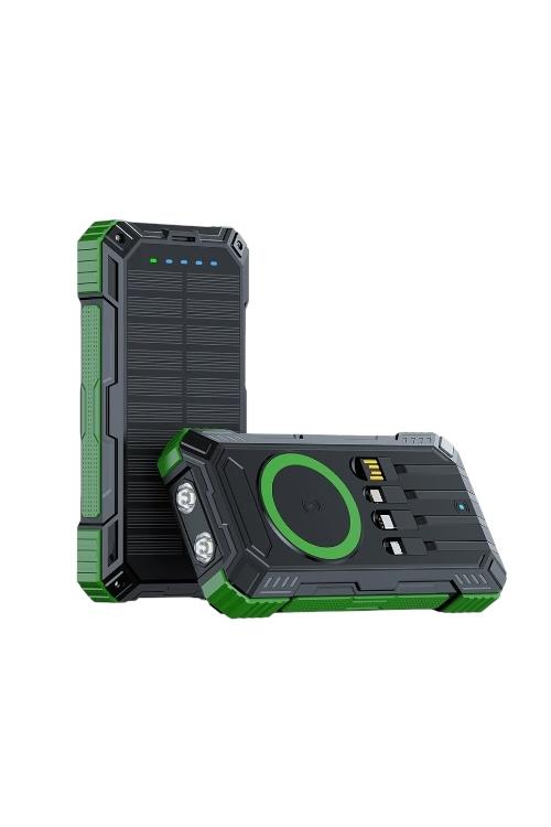 20000mAh High Capacity Waterproof Solar Power Bank with Led and 4 Built-in Cables MW902