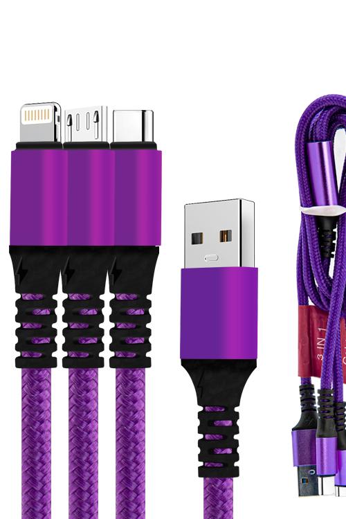 3 In 1 Cable Fabric MWMT3IN1 PURPLE