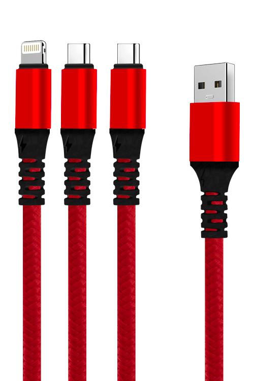 3 In 1 Cable With 1 Lightning And 2 Type C Head Jacks 2TC1IPH