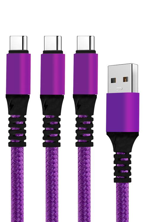 3 In Cable With 3 Type-C Head Jacks 3TC Purple