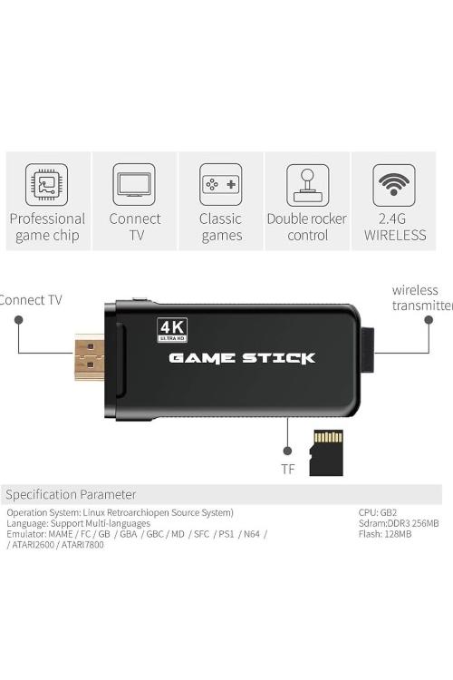 4K Game Stick with 2.4G Wireless Controller