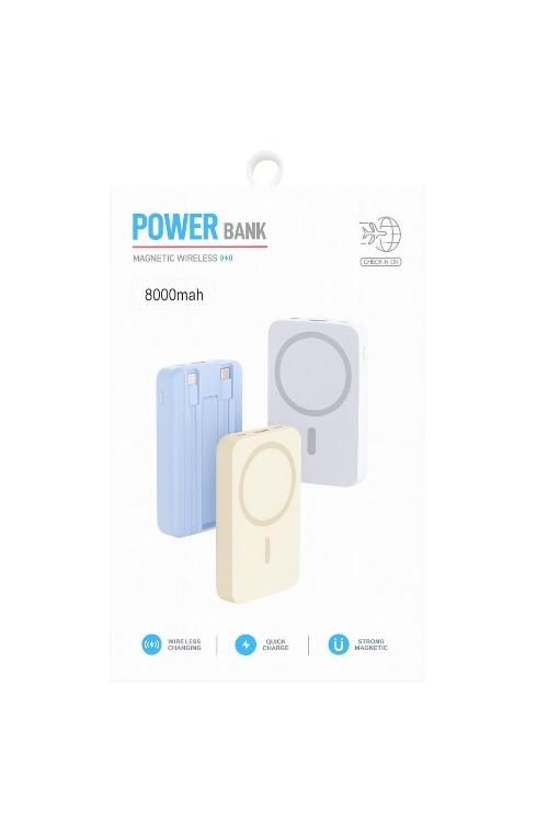 8000mAH Magnetic Wireless Power Bank Slim Fast Charging Portable Battery Pack Beige