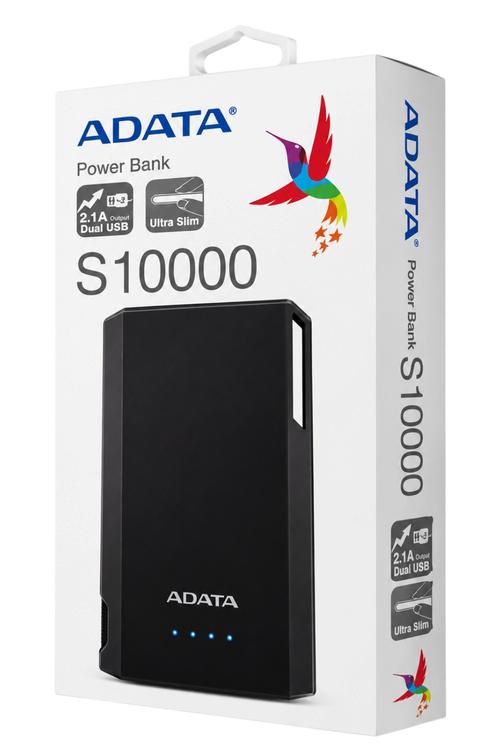 Adata Ultra-Slim 10,000mAh Dual USB Portable Charger Black AS10000CBK
