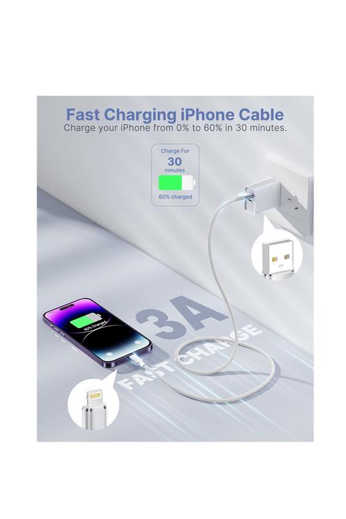 Amazon 3 Pack iPhone Charger Cable Apple MFi Certified White X003C3TXY7