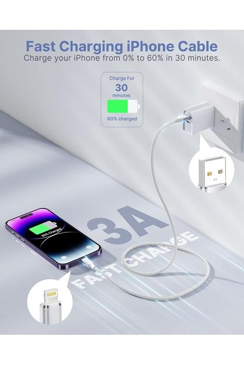 Amazon 3 Pack iPhone Original Charger Cable Lightning To USB Compatible X0036NECPD XR/8/7/6S/6/5S/SE/ipad
