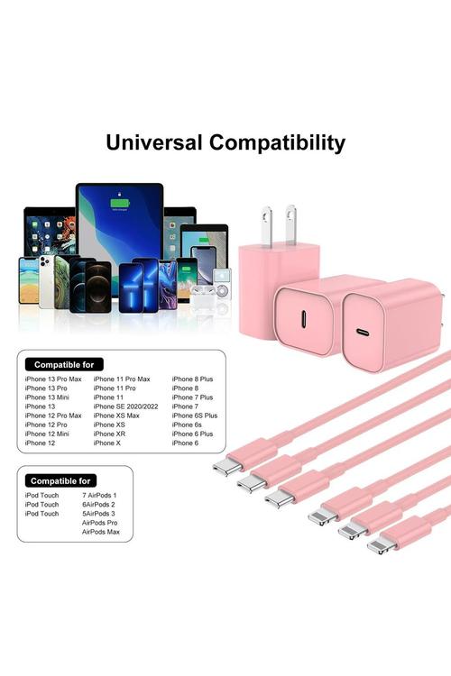 Amazon Iphone Fast Charger 3 Pack Pink X003TJW8SR