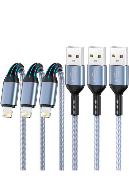 Amazon Lightning Cable Apple MFi Certified Blue 3 Pack X003C3LVFB