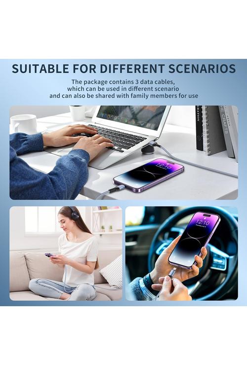 Amazon Lightning Cable Apple MFi Certified Blue 3 Pack X003C3LVFB