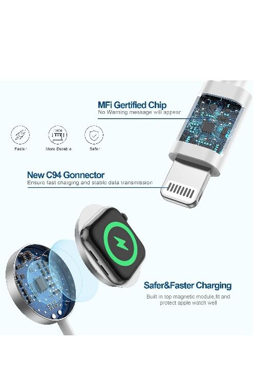 Amazon MfI Certified Apple Watch Charger USB C With Charger Series 7/6/SE/6/5/4/3/2/1 X003RQ56L