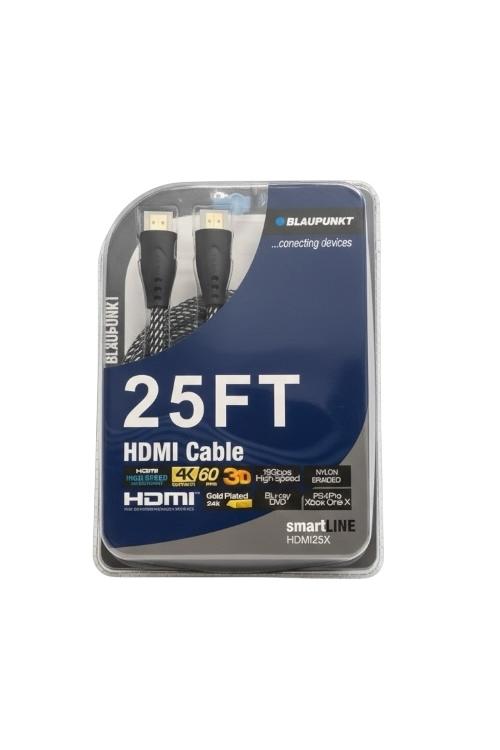 Blaupunkt 25ft Premium HDMI Cable 4K 60Hz High-Speed Braided
