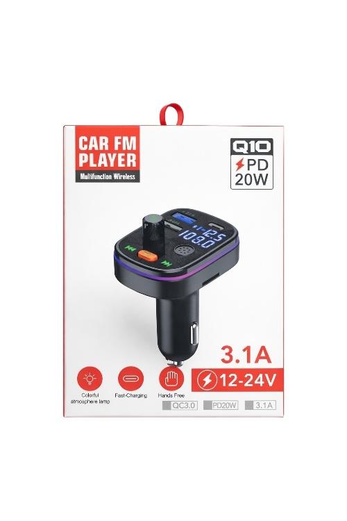 Bluetooth Car FM Transmitter with PD 20W Fast Charging Q10