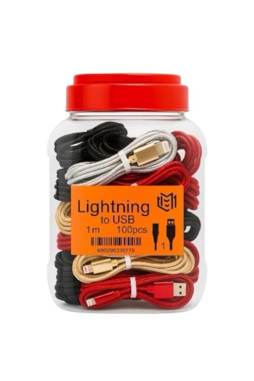 Bulk Jar 100 Pack 3FT Lightning to USB Charging Cable Braided