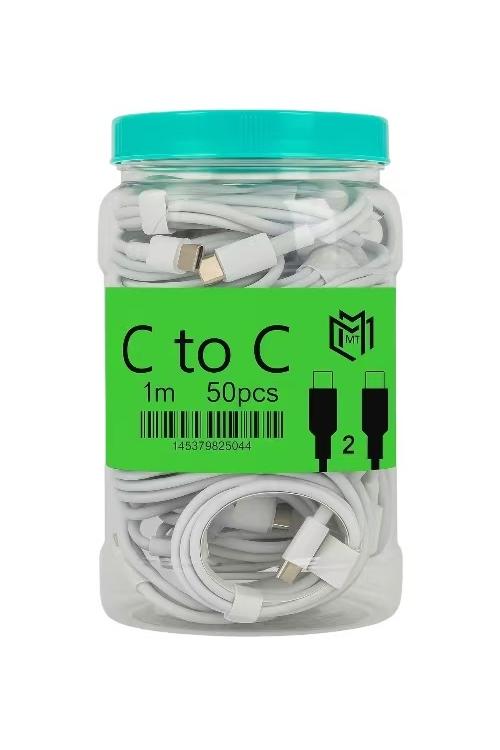 Bulk Jar 50 Pack Type-C to Type-C Charging Cable White