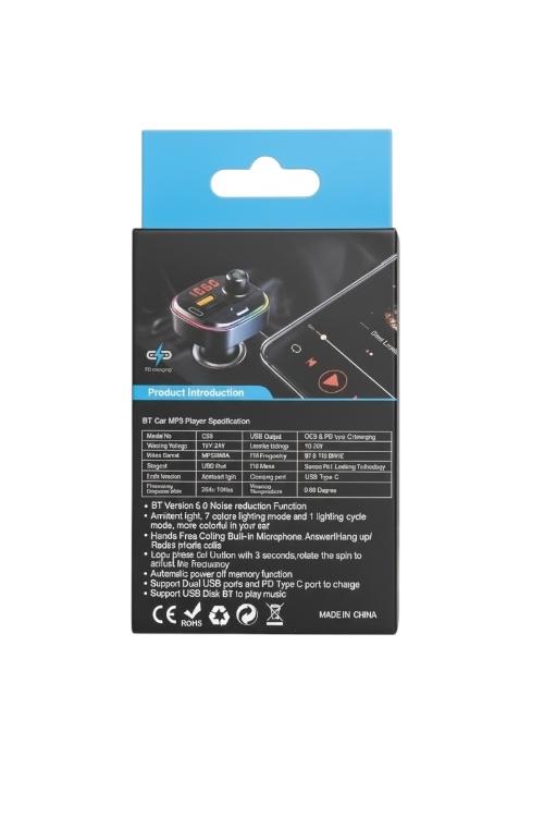 C13 Bluetooth Car FM Transmitter with PD Fast Charging C13