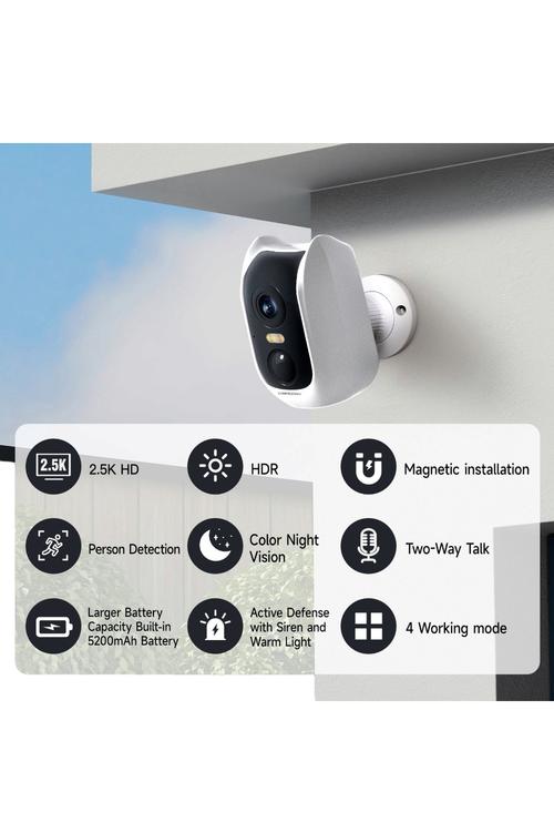 Cinmoore Wireless 2K Smart Battery Security Camera CBMC3U