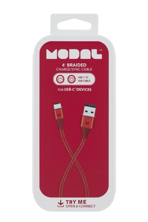 DATA-MODAL Charge Sync Cable USB-A to USB-C 4FT RED