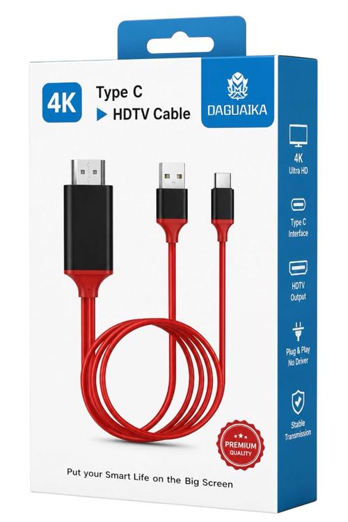 Daguaika 4K USB-C to HDTV Cable, Screen Mirroring Adapter for USB-C Devices MW865