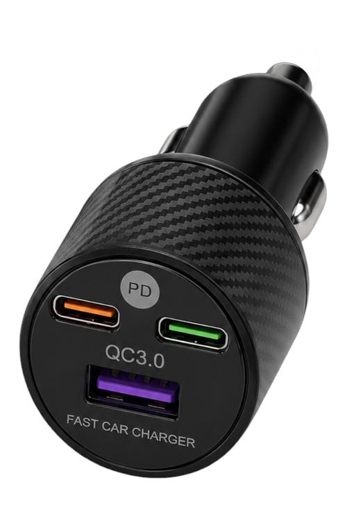 Double PD with 1 USB-A Port Car Charger Black MW898