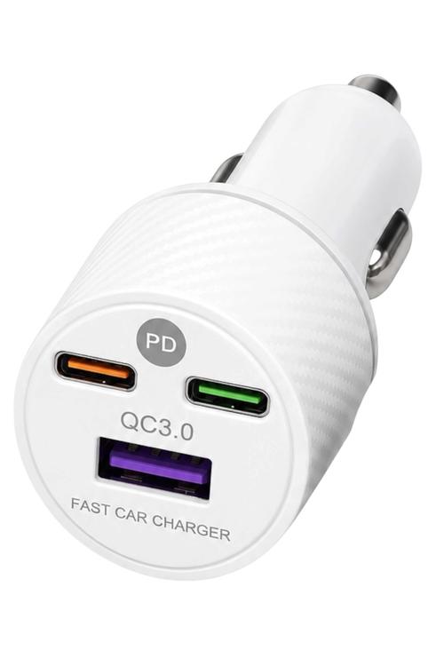 Double PD with 1 USB-A Port Car Charger White MW898