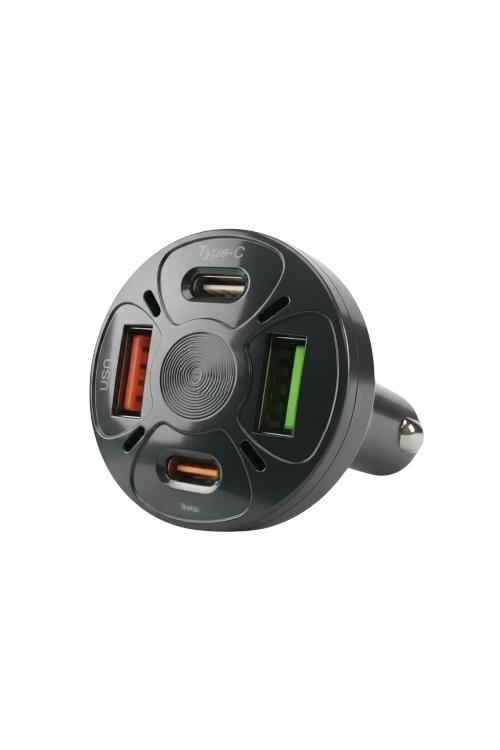 Dual USB-C and Dual USB-A Port Car Charger Black MW897