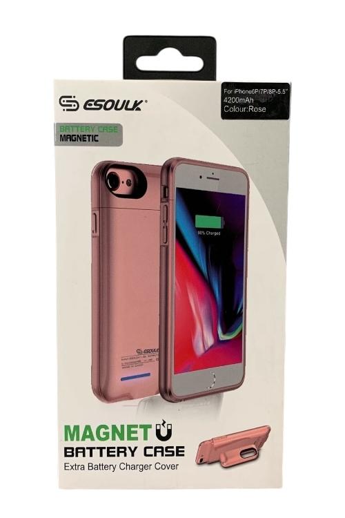 ESOULK Magnetic Battery Case 4200mAh Extra Battery Charger Cover for iPhone 6/6S/7/8 Rose Gold EP11P