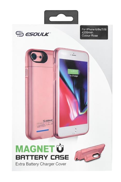 ESOULK Magnetic Battery Case 4200mAh Extra Battery Charger Cover for iPhone 6/6S/7/8 Rose Gold EP11P