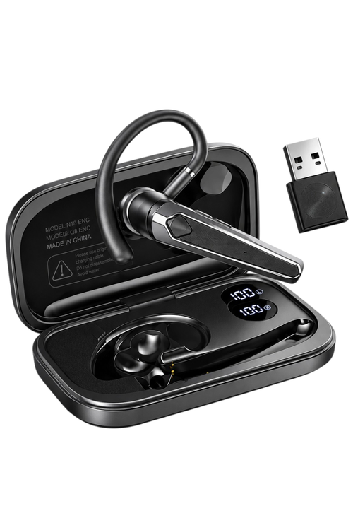Eigsupia ENC Wireless Business Headset with Charging Case and USB Adapter, Black N18