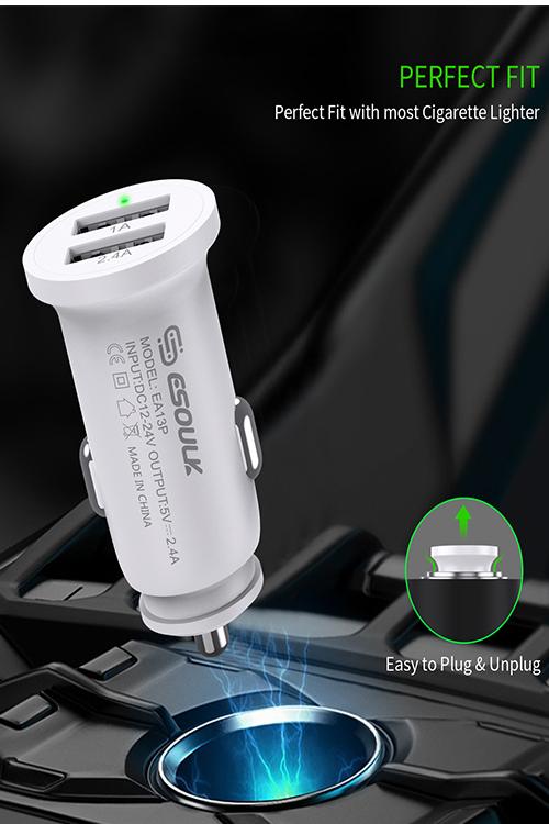 Esoulk 2.4A Dual Car Charger No Packaging EA13WH