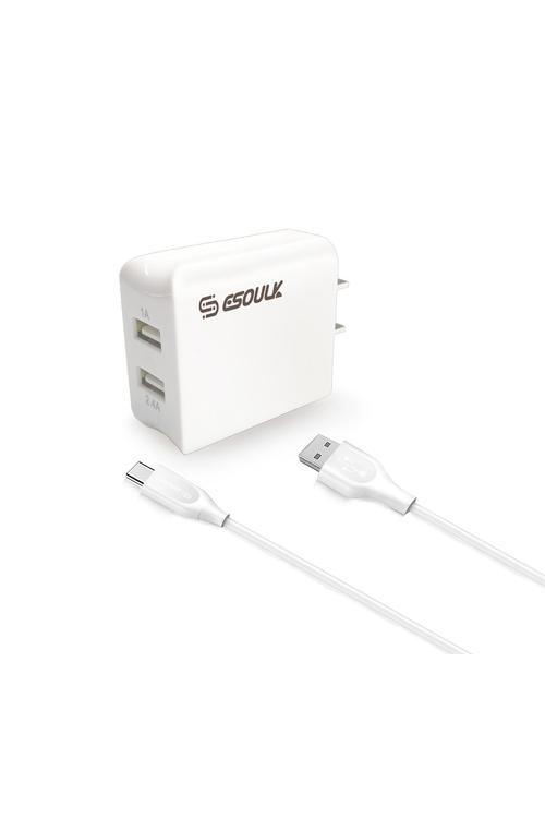 Esoulk 2.4A Dual Port Wall Charger & 5FT Type-C Cable Wholesale-EC44P-TPC