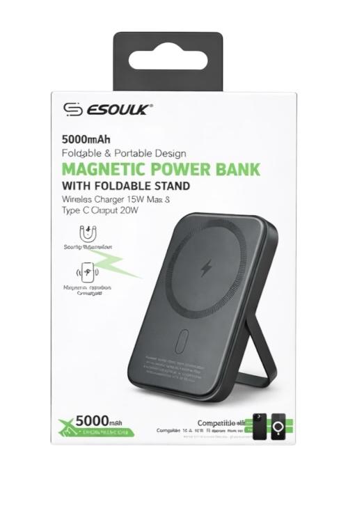 Esoulk 5000mAh Magnetic 15W Wireless Charge Power Bank EK4005BK