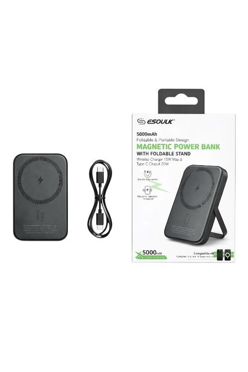 Esoulk 5000mAh Magnetic 15W Wireless Charge Power Bank EK4005BK