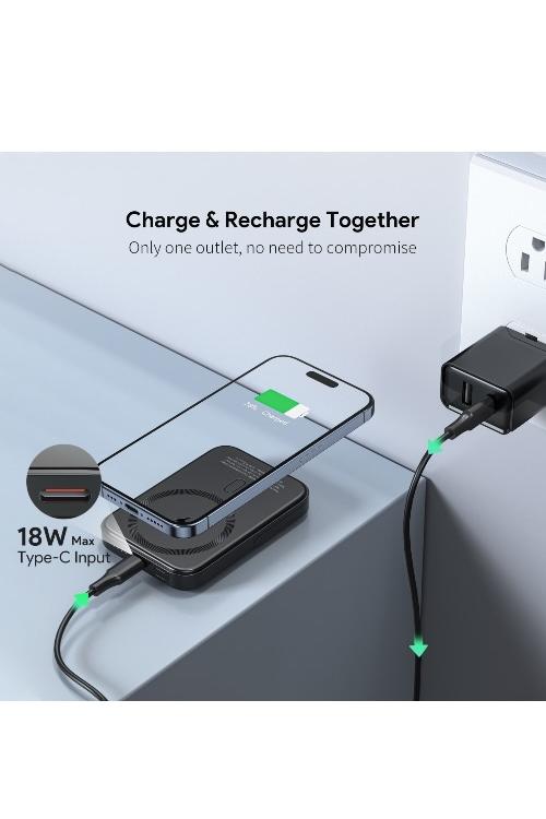 Esoulk 5000mAh Magnetic 15W Wireless Charge Power Bank EK4005BK