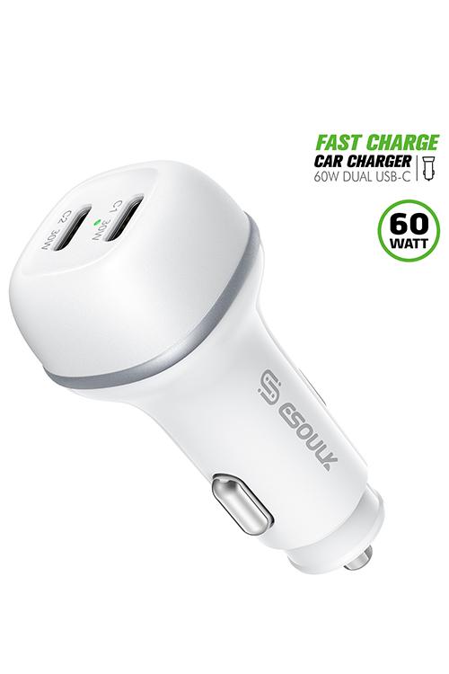 Esoulk 60W PD Dual USB-C Car Charging Plug EK2004WH