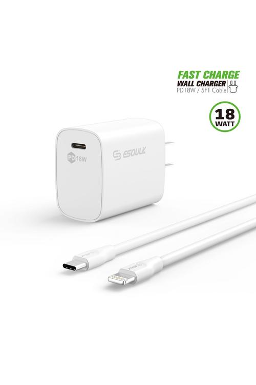 Esoulk Combo 18W PD Wall Charger & 5FT PD Cable Wholesale-EC35P-CL