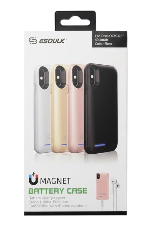 Esoulk Magnetic Battery Case 4000mAh Extra Battery Charger Cover for iPh X/XS Rose EP15P