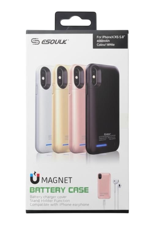 Esoulk Magnetic Battery Case 4000mAh Extra Battery Charger Cover for iPh X/XS White EP15P