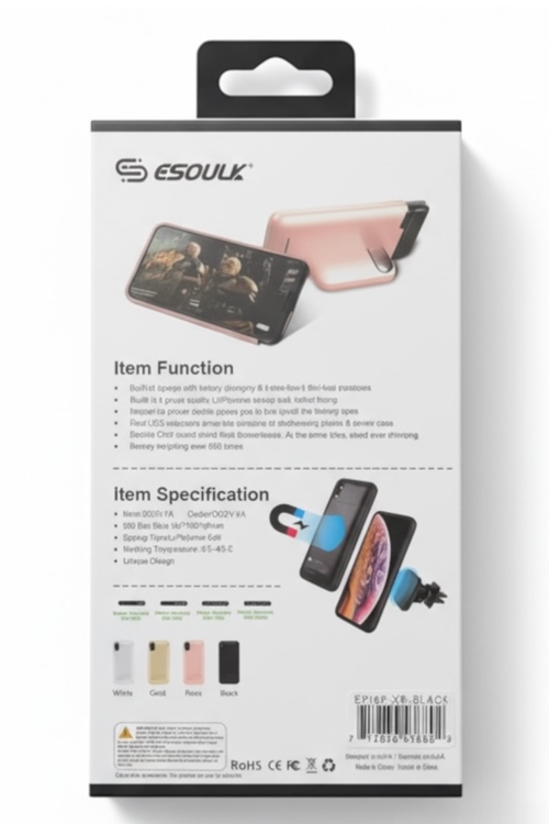 Esoulk Magnetic Battery Case 4000mAh Extra Battery Charger Cover for iPh XS Black EP16P