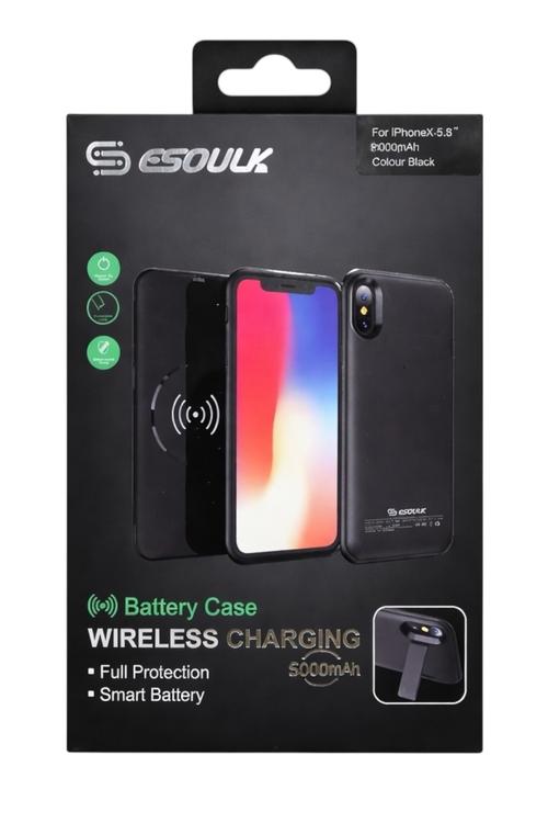 Esoulk Magnetic Battery Case 5000mAh Extra Battery Charger Cover for iPh X Black EP14P