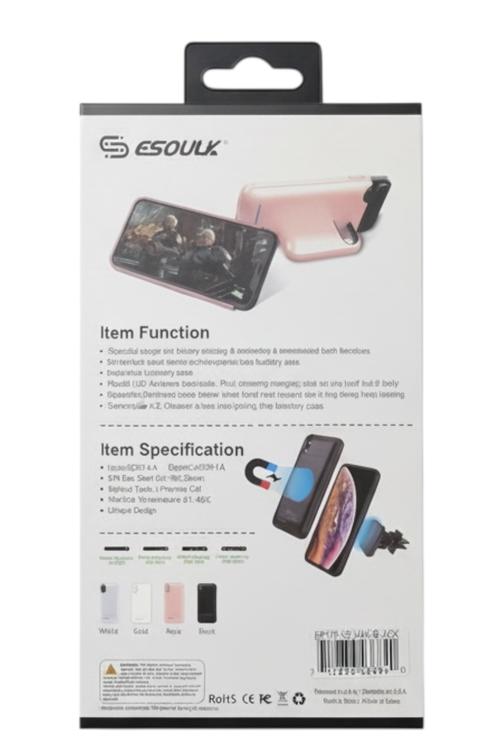 Esoulk Magnetic Battery Case 5000mAh Extra Battery Charger Cover for iPh XS Black EP17P
